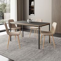 juego de comedor lindesberg mesa rectangular con 4 sillas - marron claro encasa
