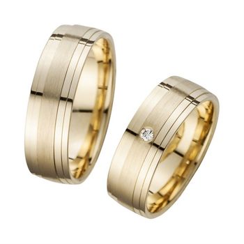 Alianzas oro amarillo con diamante ancho 6,5 mm