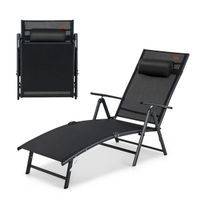 costway tumbona plegable silla reclinable de patio portatil respaldo ajustable en 7 posiciones carga 150 kg para piscina playa balcon