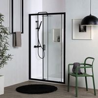puerta de ducha para nicho en negro mate con apertura reversible de 120 cm  city