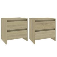 pack 2 uds mesitas de noche  mesa auxiliar  mesilla madera ingenieria roble sonoma