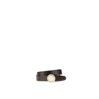 cinturon de piel con hebilla metalica con esmalte negro dark brown