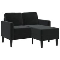 sofa de 2 plazas con chaise longue en forma de l terciopelo negro 125 cm vidaxl