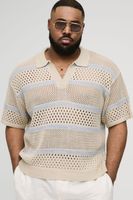 polo plus recto oversize de punto con rayas beige