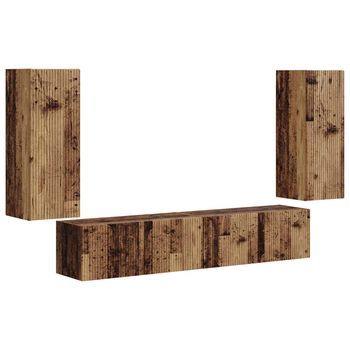 Conjunto De Mueble Para Tv De Pared 4 Uds | Mueble De Salón | Gabinete De Tv Madera Vieja