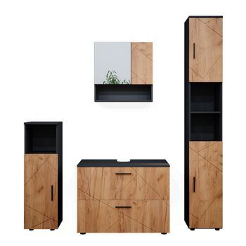 Conjunto De Muebles De Baño Irma 4 Piezas, Con Cajonera Y Armario Alto Vicco