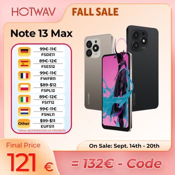 HOTWAV Note 13 Max, Teléfono Móvil Ultrafino de 9.2mm, Pantalla HD+ de 6.8'', Android 14, 6GB de RAM, 256GB de ROM, Teléfono Celular Octa-core, Cámara de 48MP + 16MP, Batería de 5160mAh, Ligero,