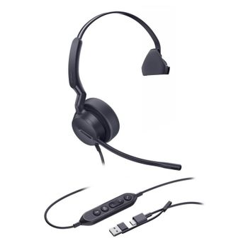 Auriculares Yealink UH42 Mono con cable USB-C/A para llamadas y música, diadema, control en cable, negro