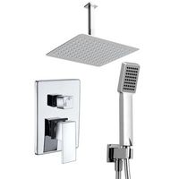 kibath grifo empotrado de ducha equipo de techo monomando casi cuadrado acabado cromo brillo fabricado en laton