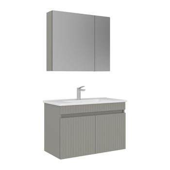 Conjunto De Mueble Con Lavabo Y Espejo (2 Piezas)  - 85 X 45 X 57 Cm - Cachemira Mate