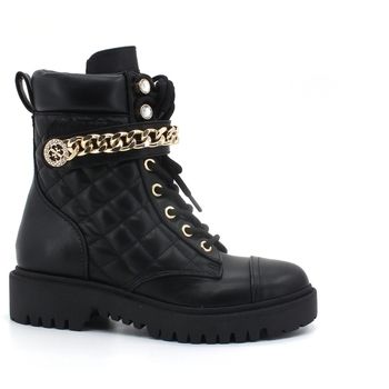 Guess Botines Anfibio Combact Trapuntato Catena Black FL8ODSELE10 para mujer