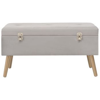 Banco Interior | Banco Con Compartimento De Terciopelo Gris 80 Cm