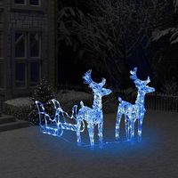 reno y trineo adorno navideno  decoracion fiesta 160 leds acrilico 130 cm cfw141597