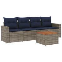 set de sofas de jardin 5 pzas con cojines ratan sintetico gris cfw573468