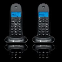 motorola c1001cb - pack de 2 telefonos inalambricos con bloque de llamadas y modo no molestar