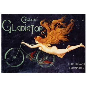 Legendarte - Cartel Publicitario Vintage Gladiator Cycles - Cuadro Lienzo, Impresión Digital Cm. 50x70