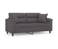 vidaxl sofa de 2 plazas con cojines cuero sintetico gris 140 cm