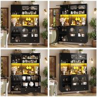 aparador moderno - mueble de cocina y salon - mdf y vidrio - negro 120x40x176cm