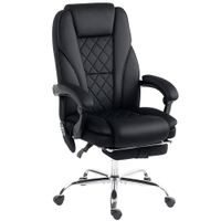 vinsetto sillon de oficina con masaje y calefaccion altura regulable respaldo reclinable mando reposapies retractil negro