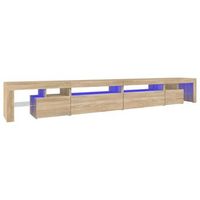 mueble tv  mueble de salon  armario tv con luces led color roble sonoma 290x365x40 cm