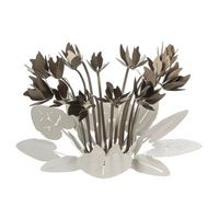 centro de mesa decorativo ciclamino o38 cm en hierro color marfil y bronce diseno floral moderno para mesa o salon made in italy