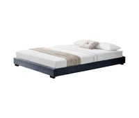 corium cama doble masari con somier tapizado en lienzo  mdf 140 x 200 cm - gris oscuro