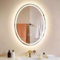 espejo de bano ovalado led nettlife de 60x80 cm control tactil antivaho regulable de 3000 a 6500 k ip44 montaje en pared espejo iluminado de diseno