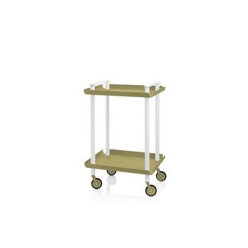 Carrito Auxiliar Leky, Armazón Blanco, 2 Estantes. Multifuncional, Práctico Y Decorativo,acero,verde Oliva