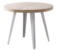 mesa de comedor redonda extensible en madera y acero blanco d100