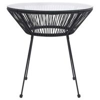 mesa de comedor de jardin  mesa de exterior acero y vidrio negra o70x74 cm