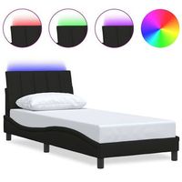 estructura de cama sin colchon tela negro 90x200 cm