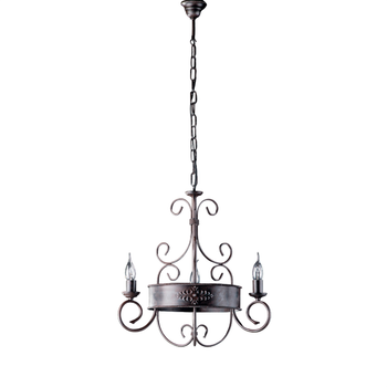 Lámpara De Araña Baltimora En Hierro Lacado Negro Y Óxido 3 Luces 113 Ø54 Bl183-3-rg