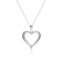 cadena corazon de oro blanco de 14 quilates con diamante