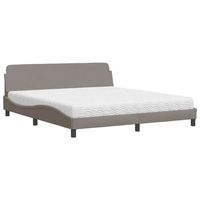 cama con colchon de tela gris taupe 180x200 cm