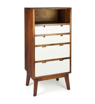 Cómoda de madera marrón y blanca alt. 125 cm