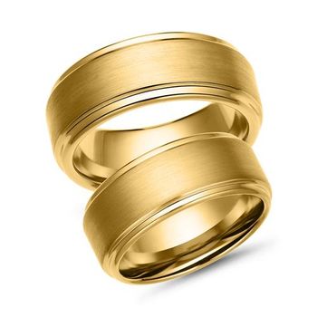 Alianzas de boda de tungsteno chapadas en oro de alta calidad