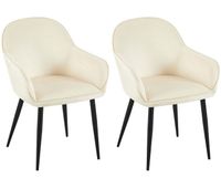 set de 2 sillas de comedor boise en terciopelo crema 60x60x84 cm