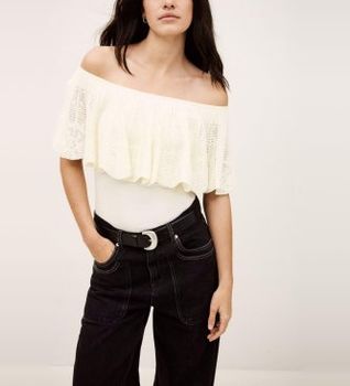 BA&SH para mujer. 1E26SALD Top Salda beige (36), Casual, Algodón, Manga corta