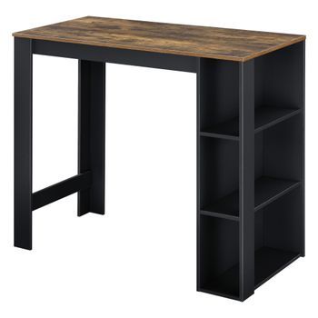 Mesa De Bar Danderyd - Mesa De Bistro Elegante - 120 X 60 X 105,5 Cm - Mesa Alta De Cocina - Con 3 Estantes Integrados - Negro Y Color Roble [en.casa]®