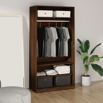 Armario De Almacenamiento | Armario Madera Contrachapada Color Roble Marrón 100x50x200 Cm Cfw741416