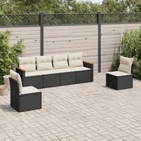 conjunto de sofas de jardin 6 uds  mueble jardin mesa y sillas y cojines ratan sintetico negro cfw428005
