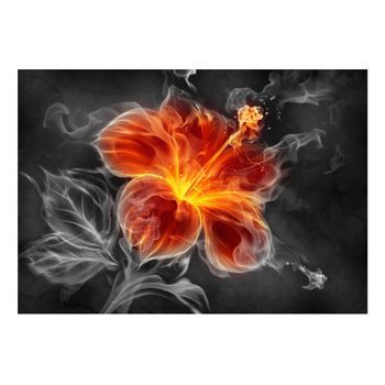 Papel Pintado 3d - Flor Ardiente En Medio De Humo (150x105 Cm)