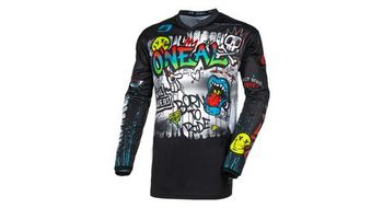 Maillot o neal element manga ranuda negro blanco