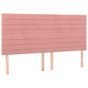 Pack 4 Uds Cabeceros Cama | Panel De Cabeceras De Terciopelo Rosa 90x5x78/88 Cm