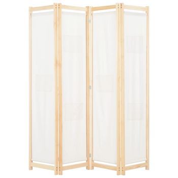 Biombo Divisor De 4 Paneles De Tela Color Crema 160x170x4 Cm Vidaxl