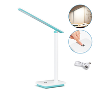 aigostar lampara escritorio ledflexo de escritorio plegable con cable puerto usb y tipo c 3 modos y 4 niveles de brillo funcion de memoria flexible ajustable control tactil blanco-verde