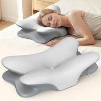 almohada ergonomica de espuma viscoelastica con forma de mariposa y nucleo de soporte cervical para dormir de lado con recuperacion lenta