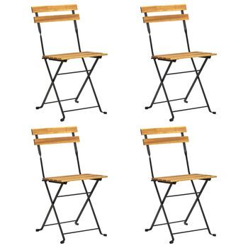 Conjunto Comedor Jardin Plegable 5 Uds | Mueble Jardin Mesa Y Sillas Madera Maciza Acacia