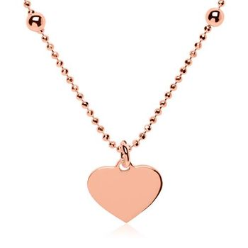 Cadena de plata 925 bañado en oro rosa grabable corazón