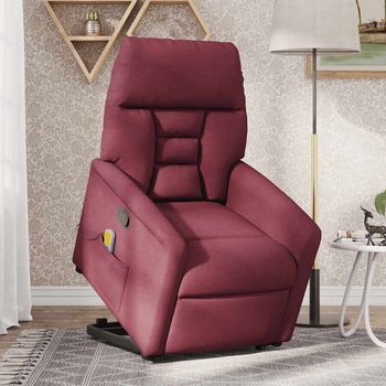 Sillón De Salón | Silla | Sillón Reclinable De Masaje Elevable Tela Rojo Tinto